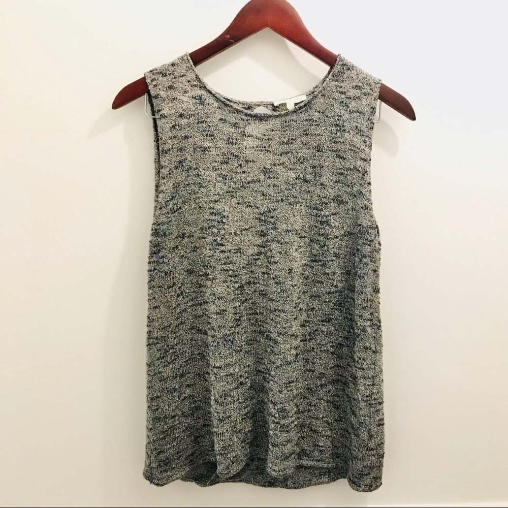 Eileen Fisher Open Back Sweater Linen Blend blue